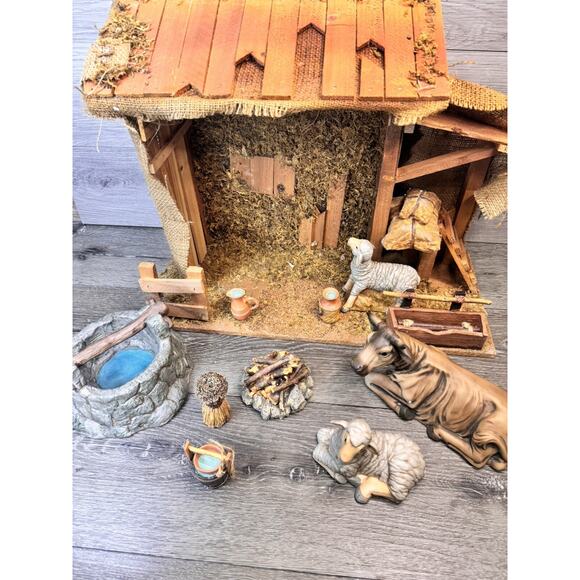 GRANDEUR NOEL 14 pc Porcelain NATIVITY ACCESSORIES SET & WOOD CRECHE Christmas - Picture 14 of 16